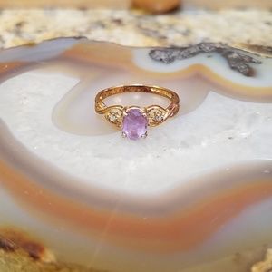 Vintage Lind 14kYG HGE Purple stone ring Size 9.75